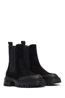 Woman Black Thick-Soled Suede Chelsea Boots | Derimod