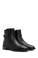 Women's Black Zippered Leather Boots | Derimod