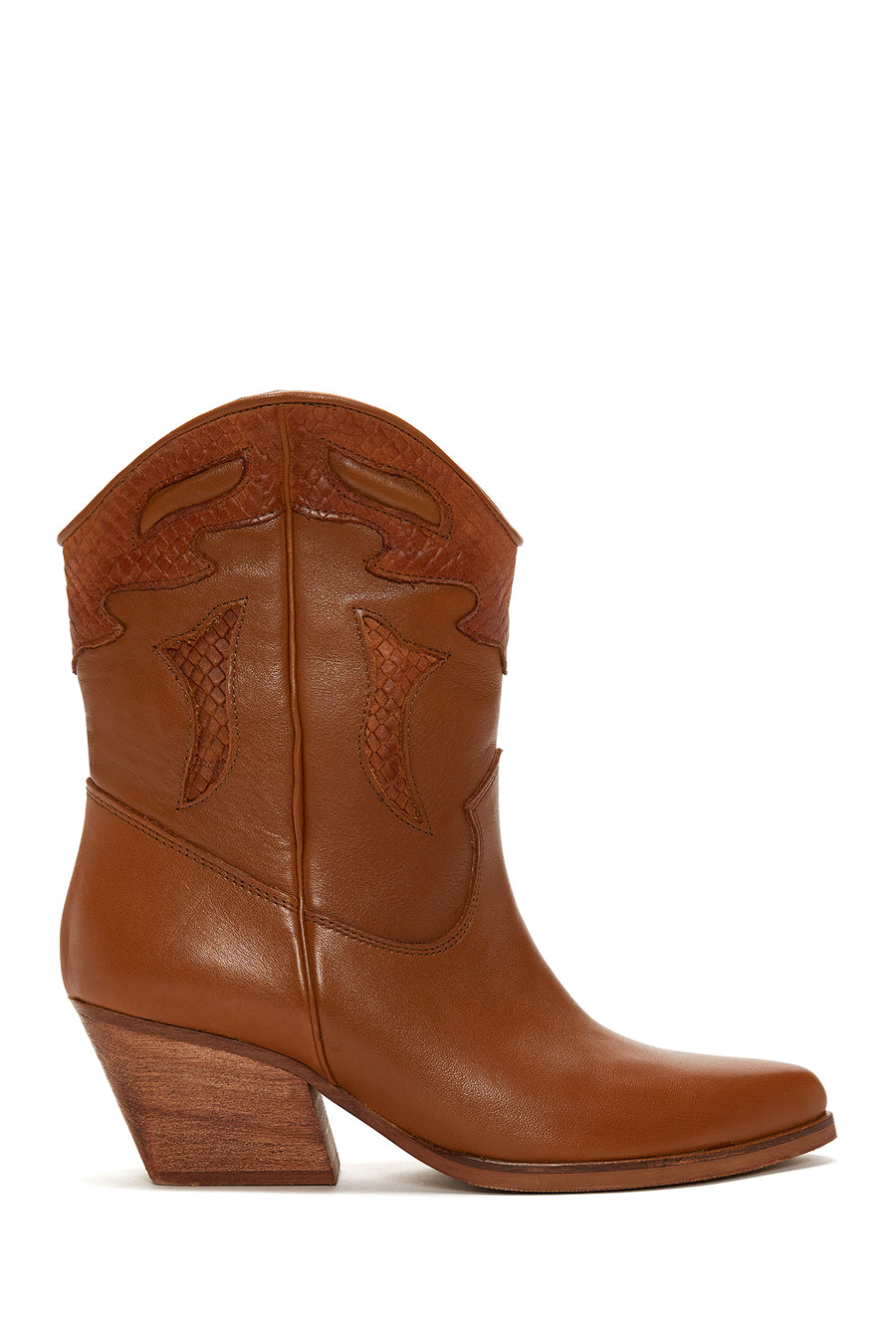 Women's Tan Leather Heeled Cowboy Western Boots 23WFD181218 | Derimod