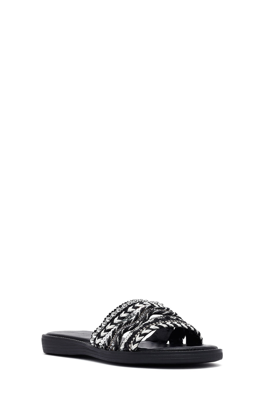 Woman Black Stone Slippers