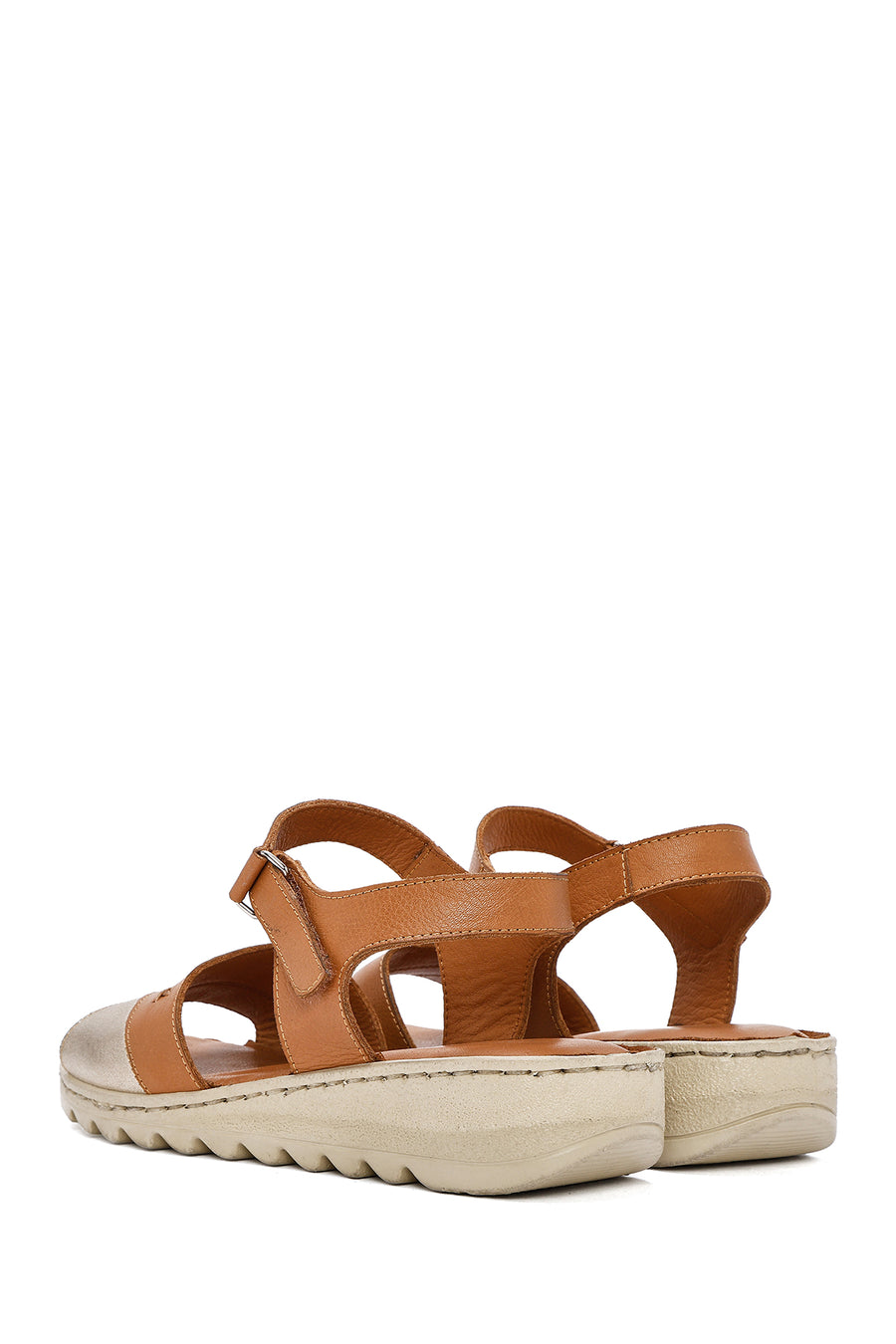 Women's Tan Ankle Strap Comfort Leather Sandals