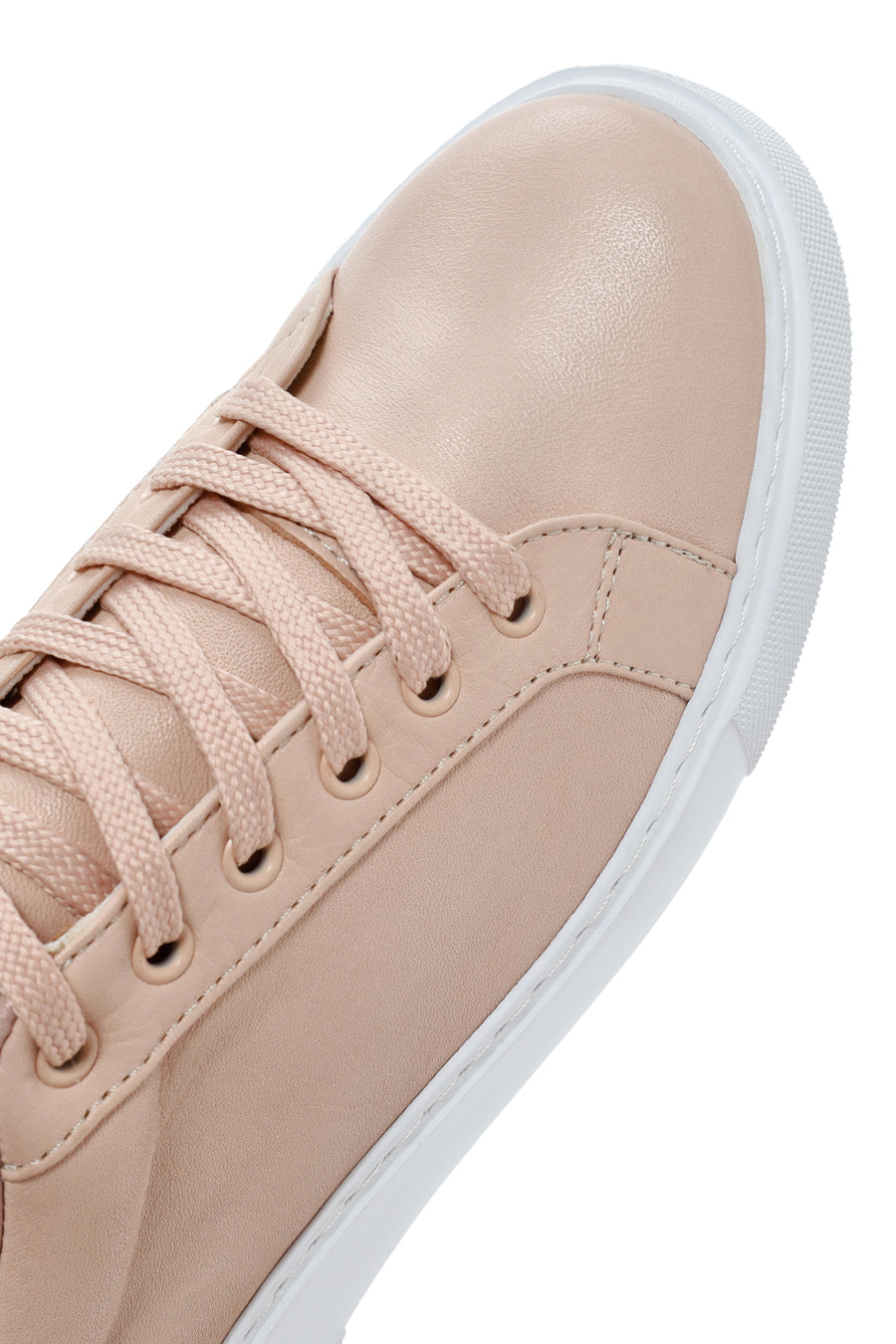 Kadın Pudra Bağcıklı Deri Sneaker
