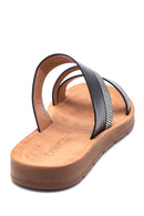 Women's Black Stone Slippers | Derimod