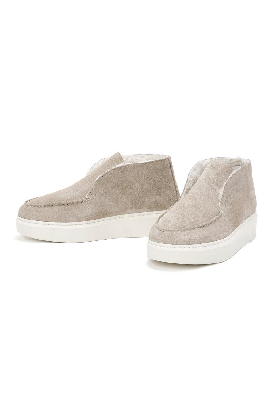 Women's Beige Thick-Soled Suede Leather Ankle Boots