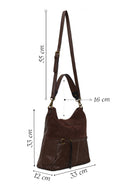 Woman Brown Long-Strap Suede Shoulder Bag | Derimod