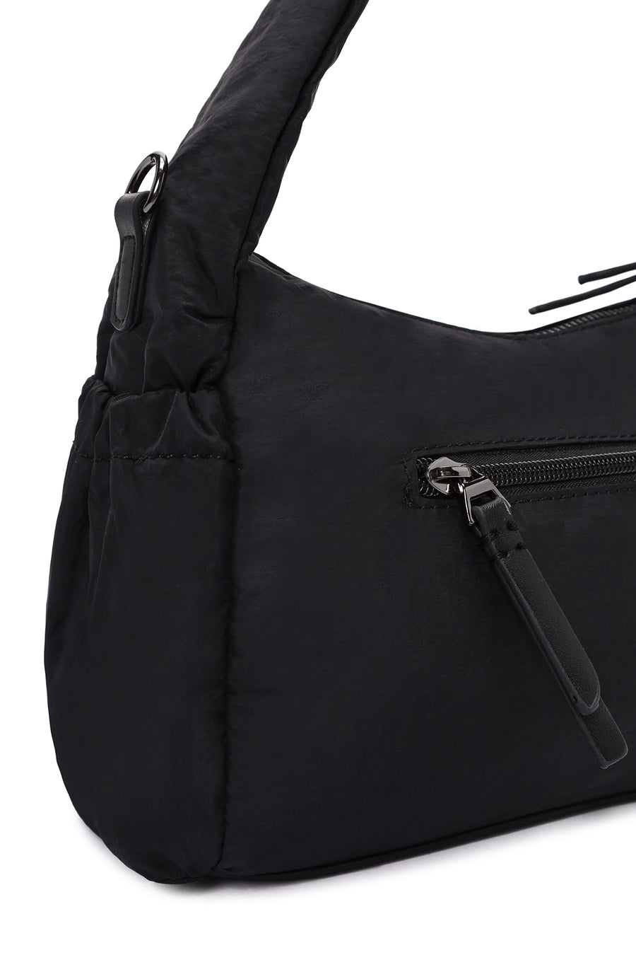 Women Black Long Strap Fabric Shoulder Bag