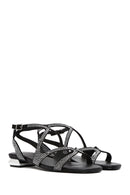 Women's Black Stone Buckle Sandals | Derimod