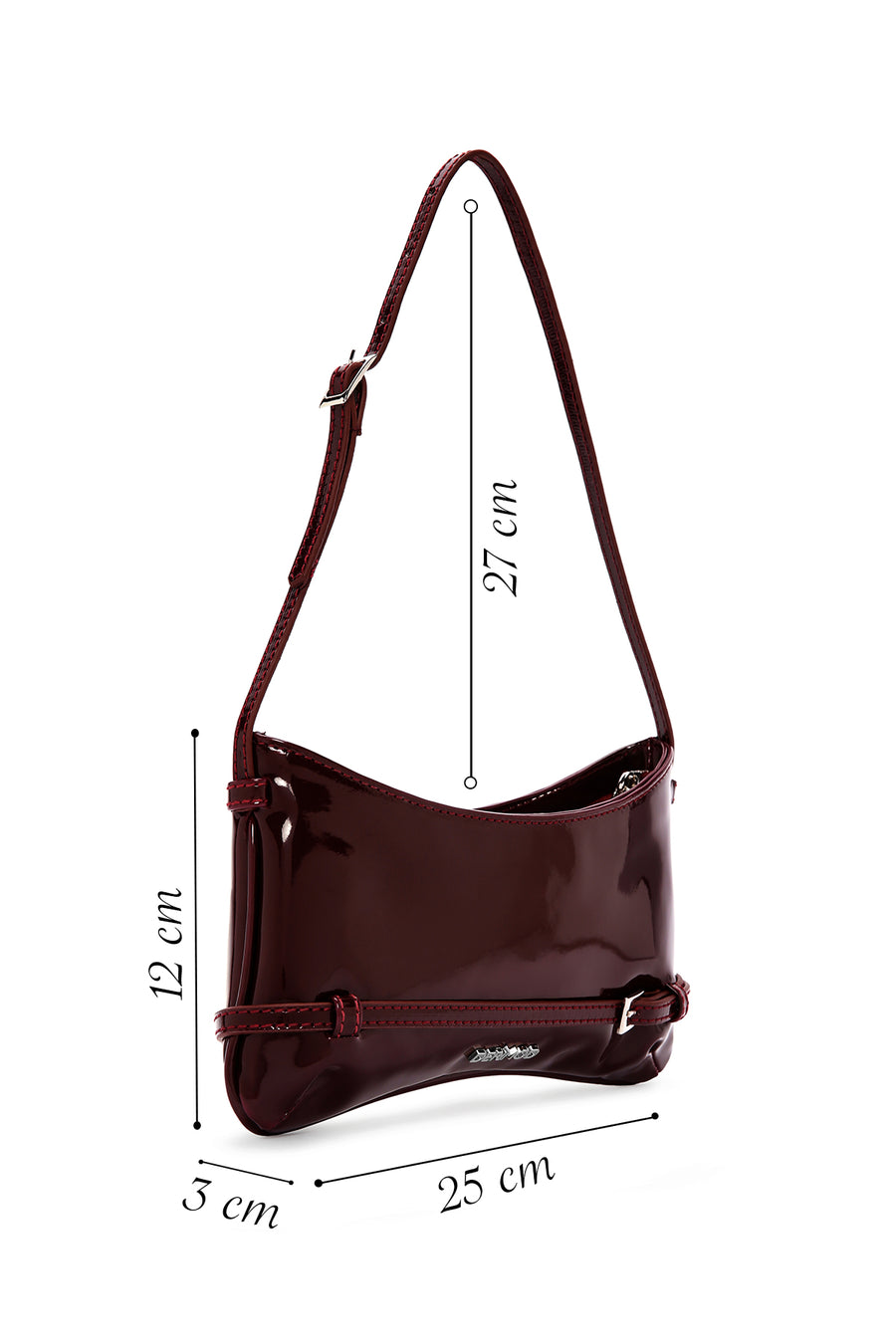 Kadın Bordo Mini Rugan Omuz Çantası