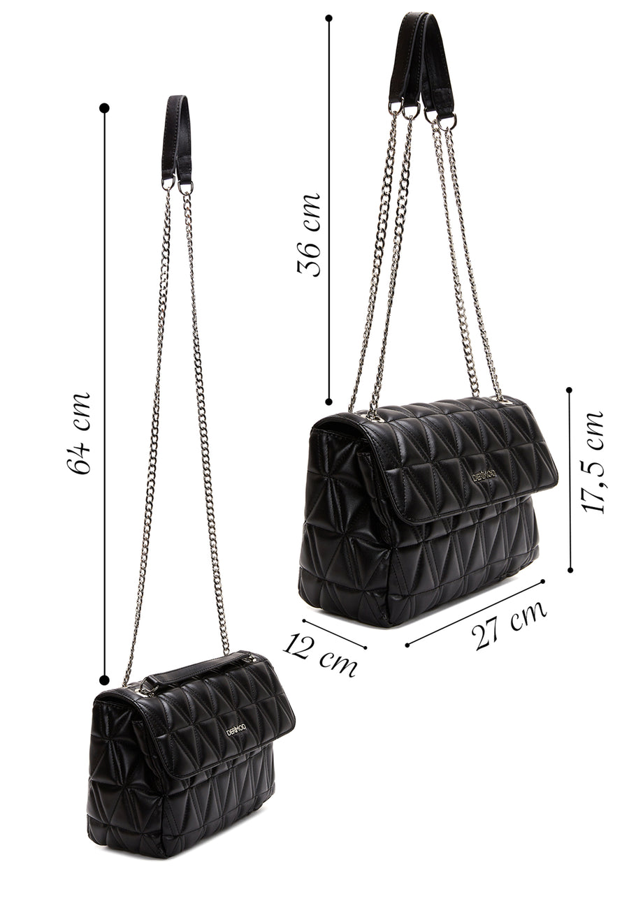 Women's Black Chain Strap Quilted Shoulder Bag
