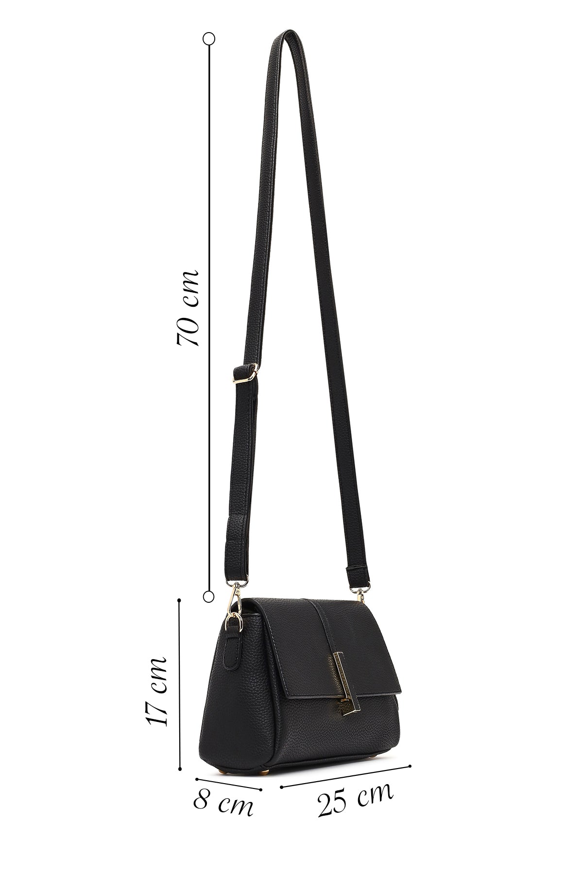 Kadın Siyah Uzun Askılı Klasik Çapraz Çanta