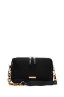 Women's Black Chain Strap Suede Crossbody Bag | Derimod