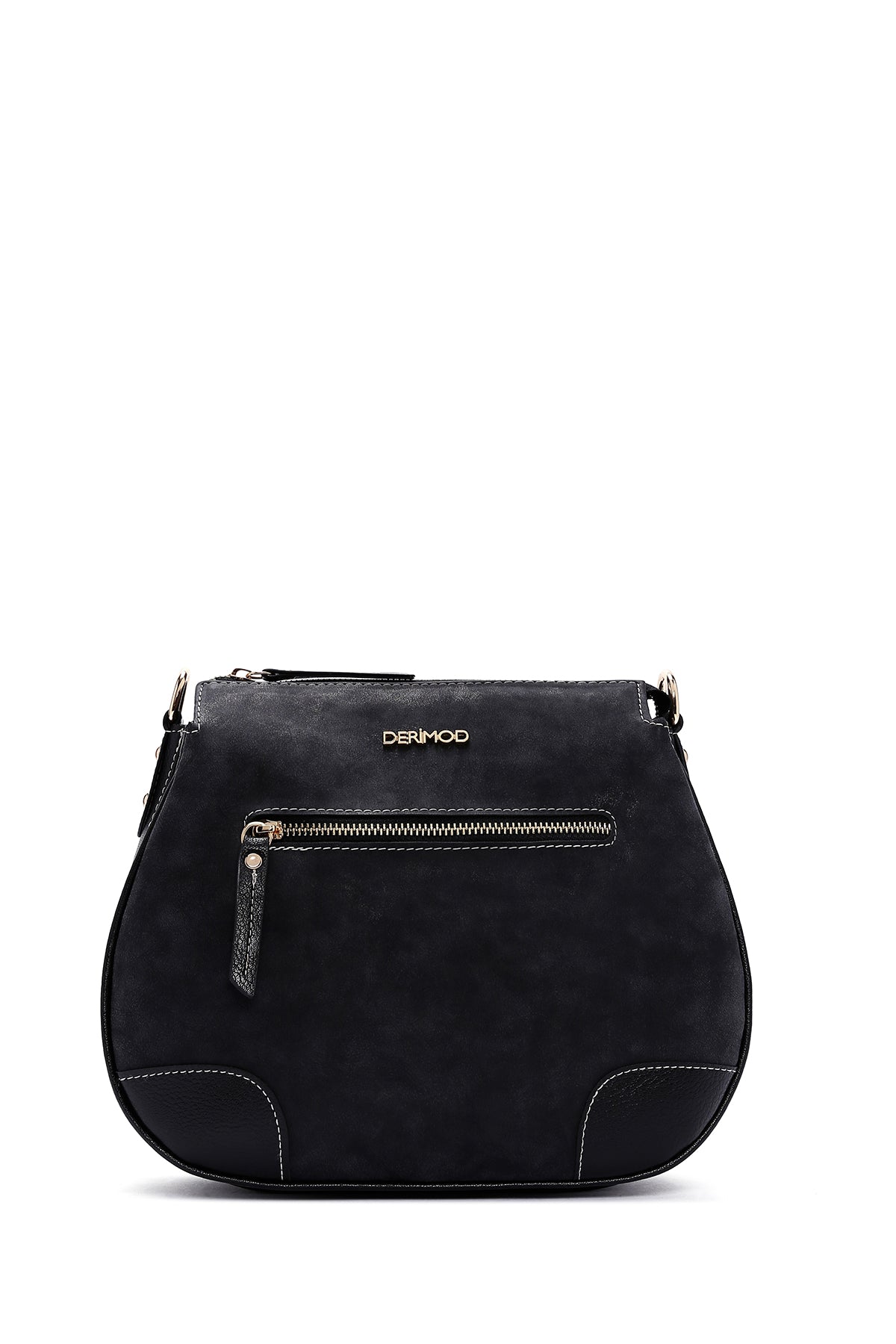 Kadın Siyah Uzun Askılı Nubuk Çapraz Çanta