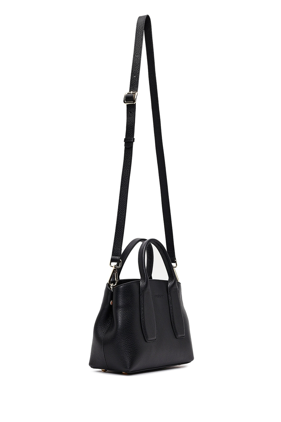 Women's Black Long Strap Leather Shoulder Bag