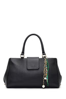 Kadın Siyah Uzun Askılı Charmlı Deri Kol Çantası | Derimod