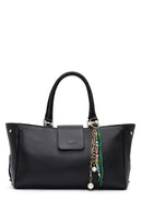 Kadın Siyah Uzun Askılı Charmlı Deri Kol Çantası | Derimod