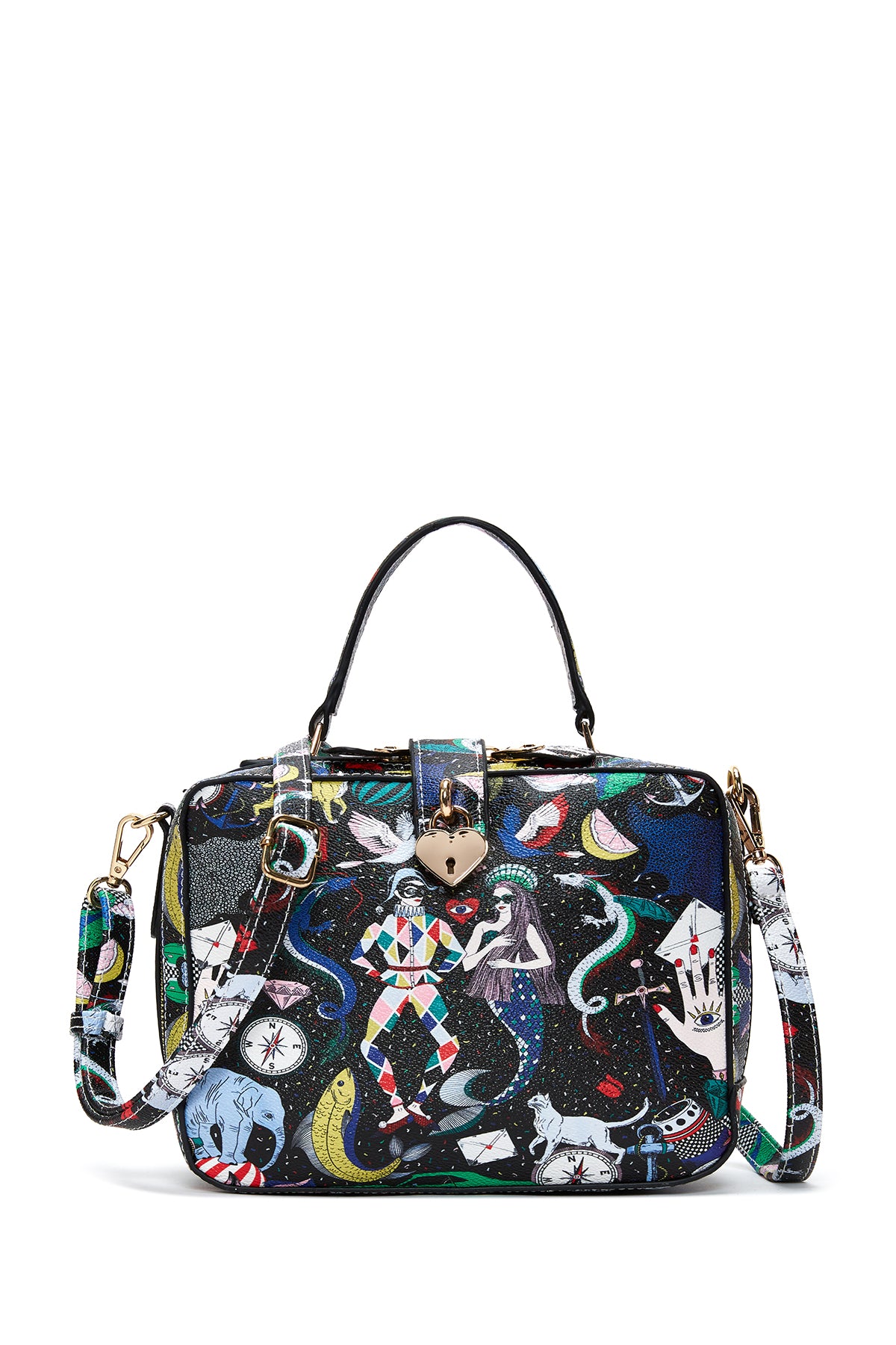 Woman Black Long Strap Printed Shoulder Bag 25ABD240226 | Derimod