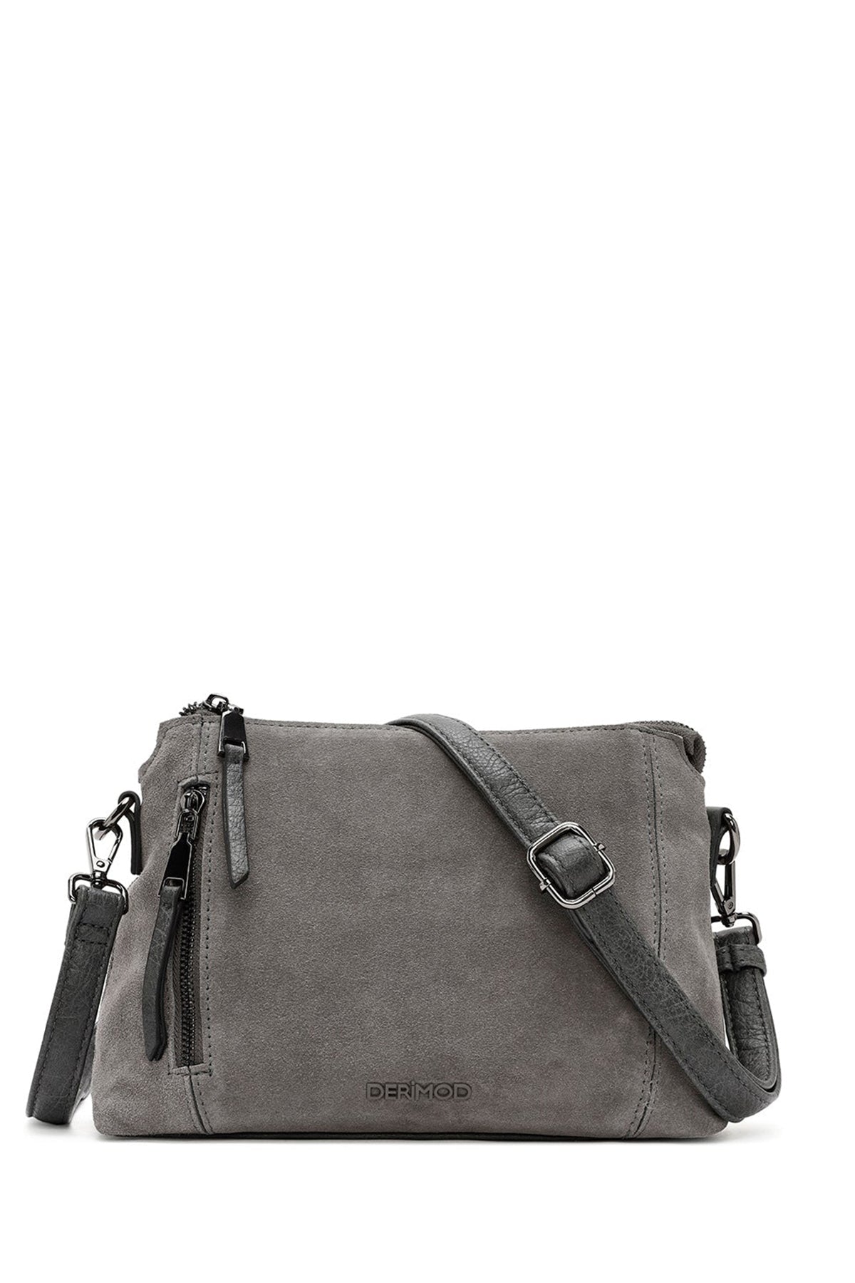 Kadın Gri Uzun Askılı Süet Çapraz Çanta