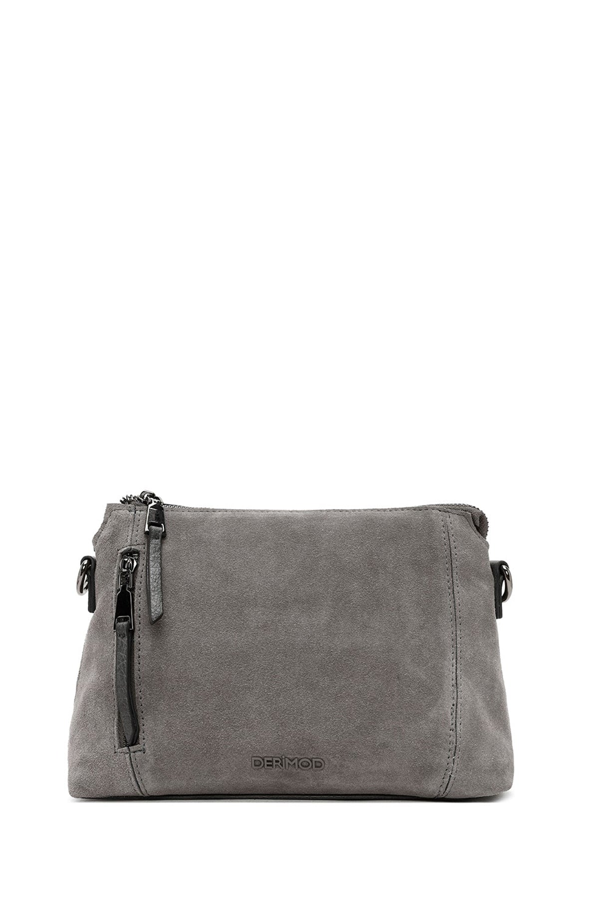 Kadın Gri Uzun Askılı Süet Çapraz Çanta