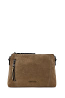 Woman Camel Long Strap Suede Crossbody Bag | Derimod