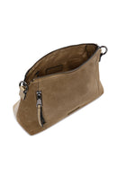 Woman Camel Long Strap Suede Crossbody Bag | Derimod