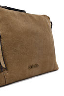 Woman Camel Long Strap Suede Crossbody Bag | Derimod