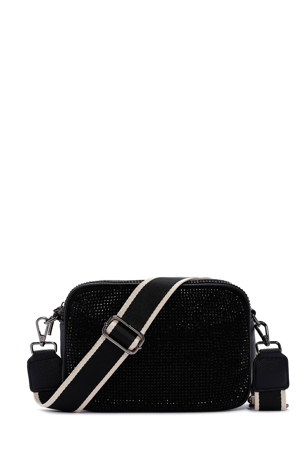Woman Black Long Strap Stoned Mini Crossbody Bag 25ABD2409TS | Derimod