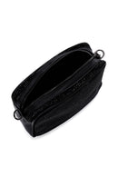 Woman Black Long Strap Stoned Mini Crossbody Bag | Derimod