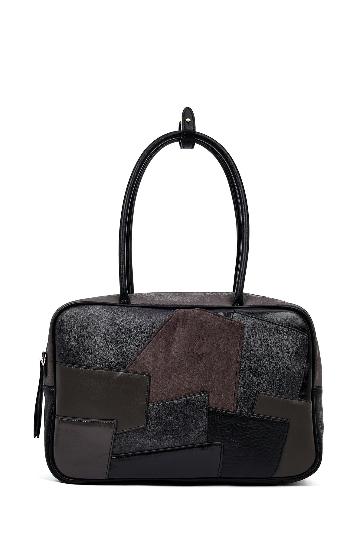 Kadın Gri Uzun Askılı Desenli Kol Çantası