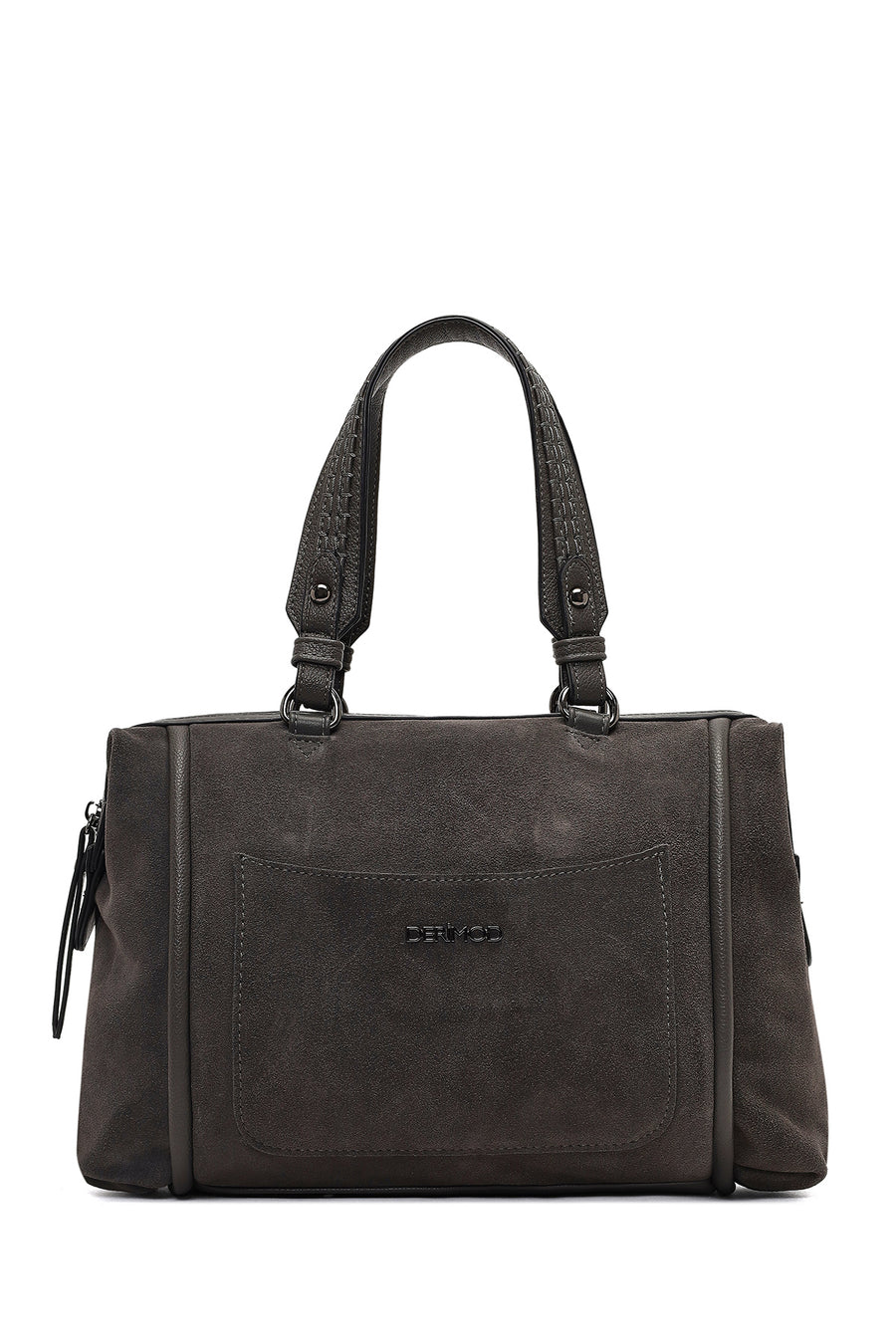 Women's Gray Long Strap Suede Shoulder Bag