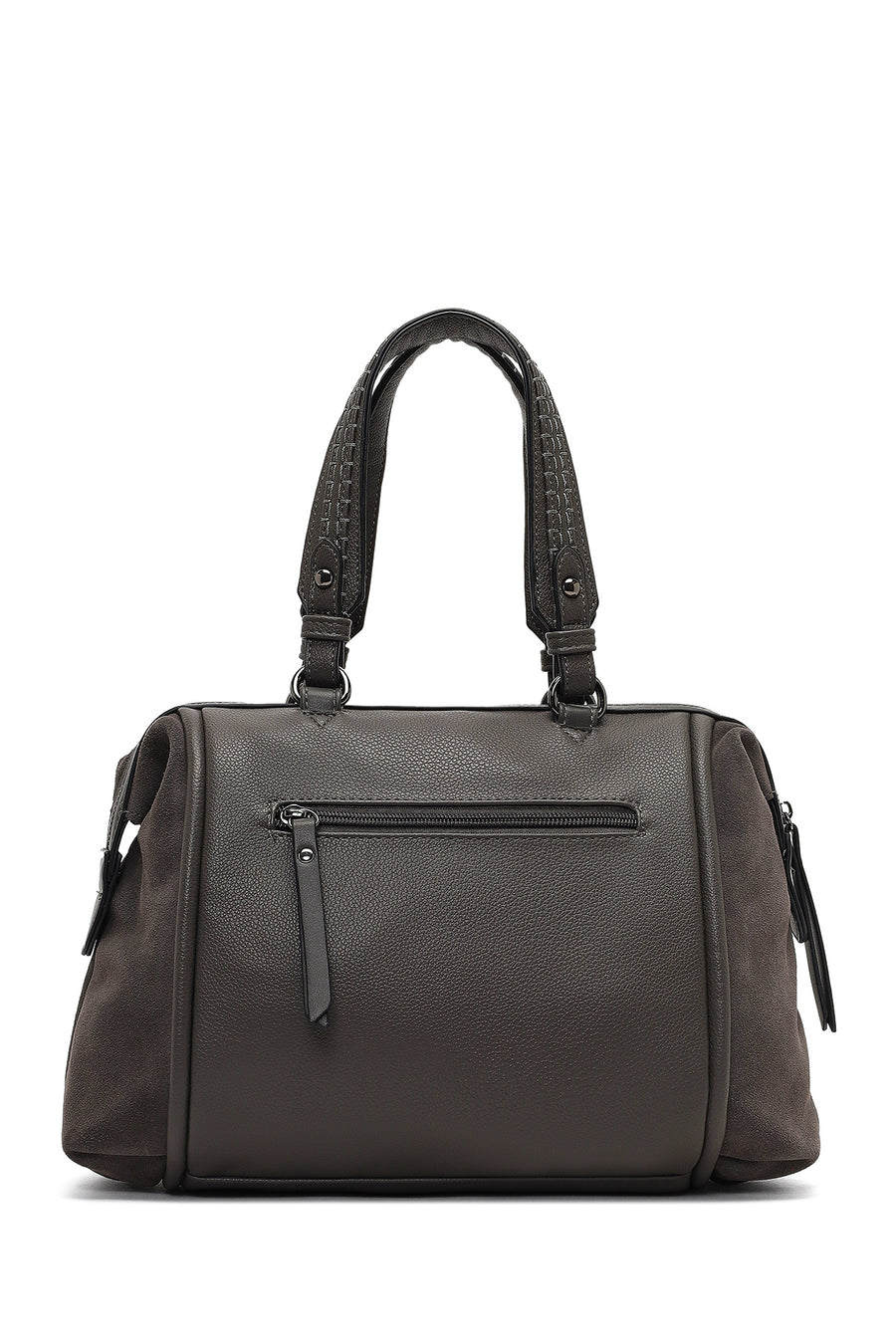 Women's Gray Long Strap Suede Shoulder Bag