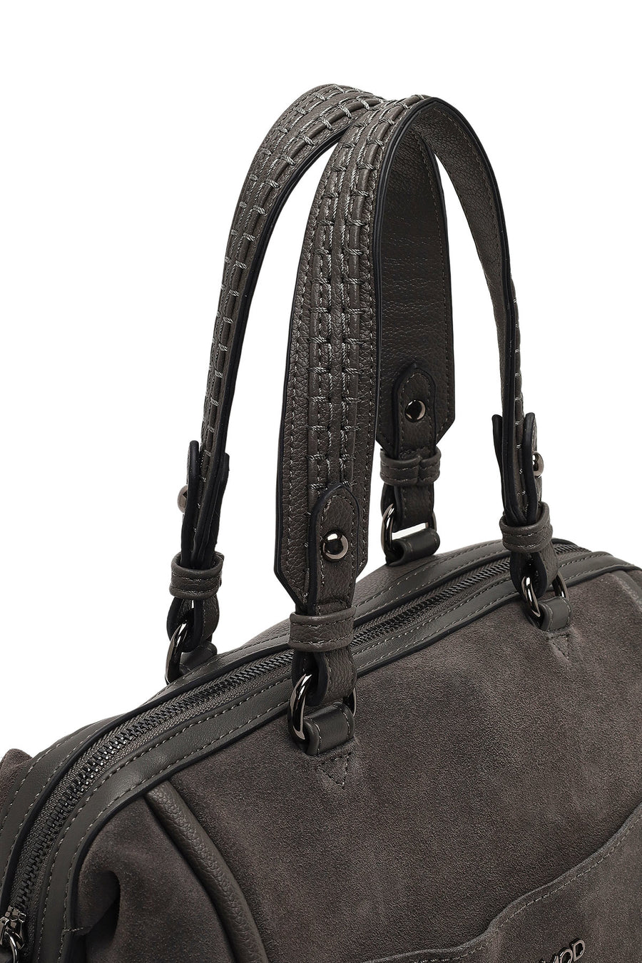 Women's Gray Long Strap Suede Shoulder Bag