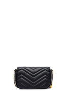 Woman Black Long Strap Quilted Mini Crossbody Bag | Derimod