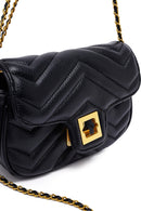 Woman Black Long Strap Quilted Mini Crossbody Bag | Derimod