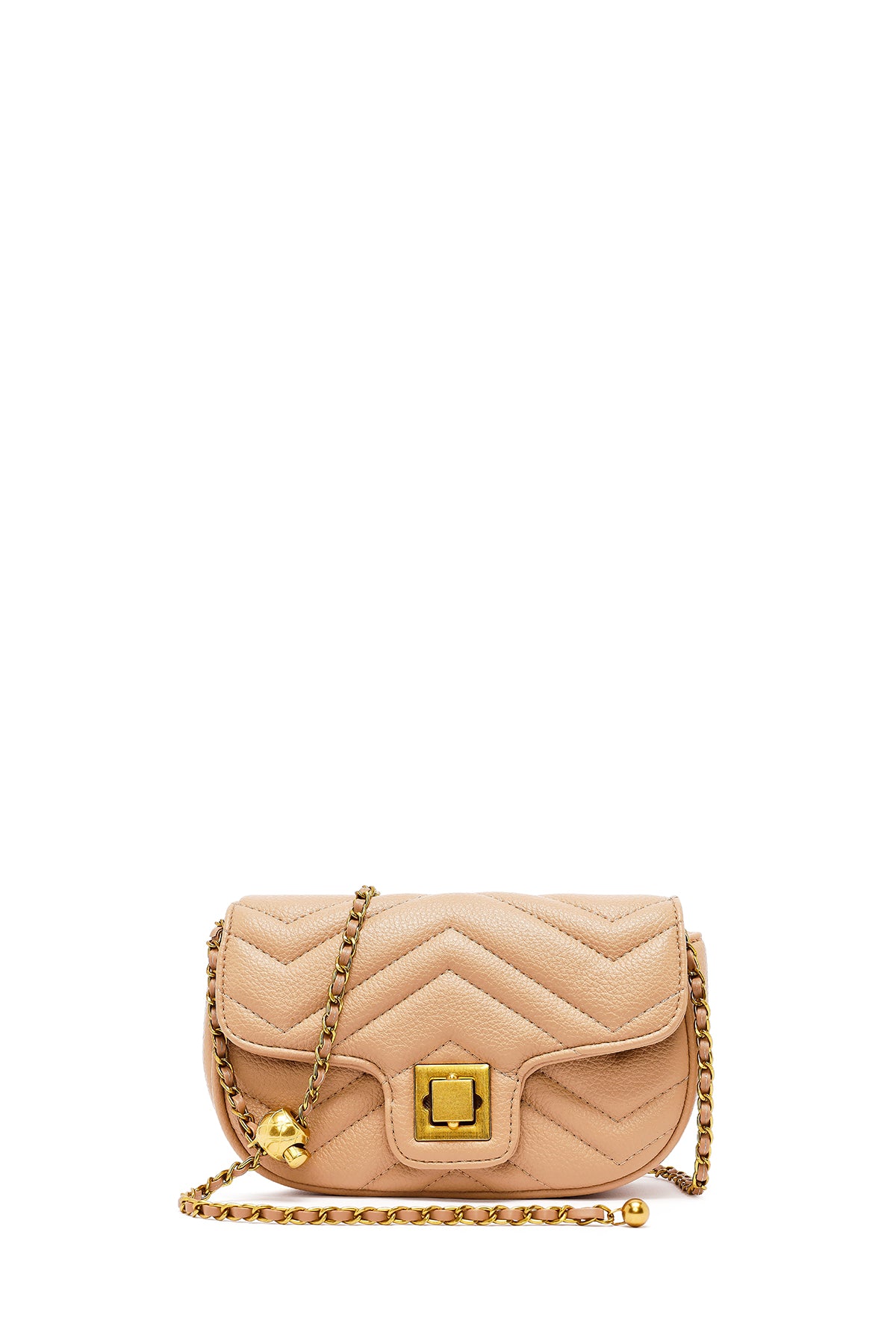 Woman Beige Long Strap Quilted Mini Crossbody Bag 25ABD2430KP | Derimod
