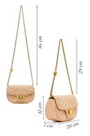 Woman Beige Long Strap Quilted Mini Crossbody Bag | Derimod