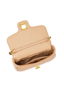 Woman Beige Long Strap Quilted Mini Crossbody Bag | Derimod