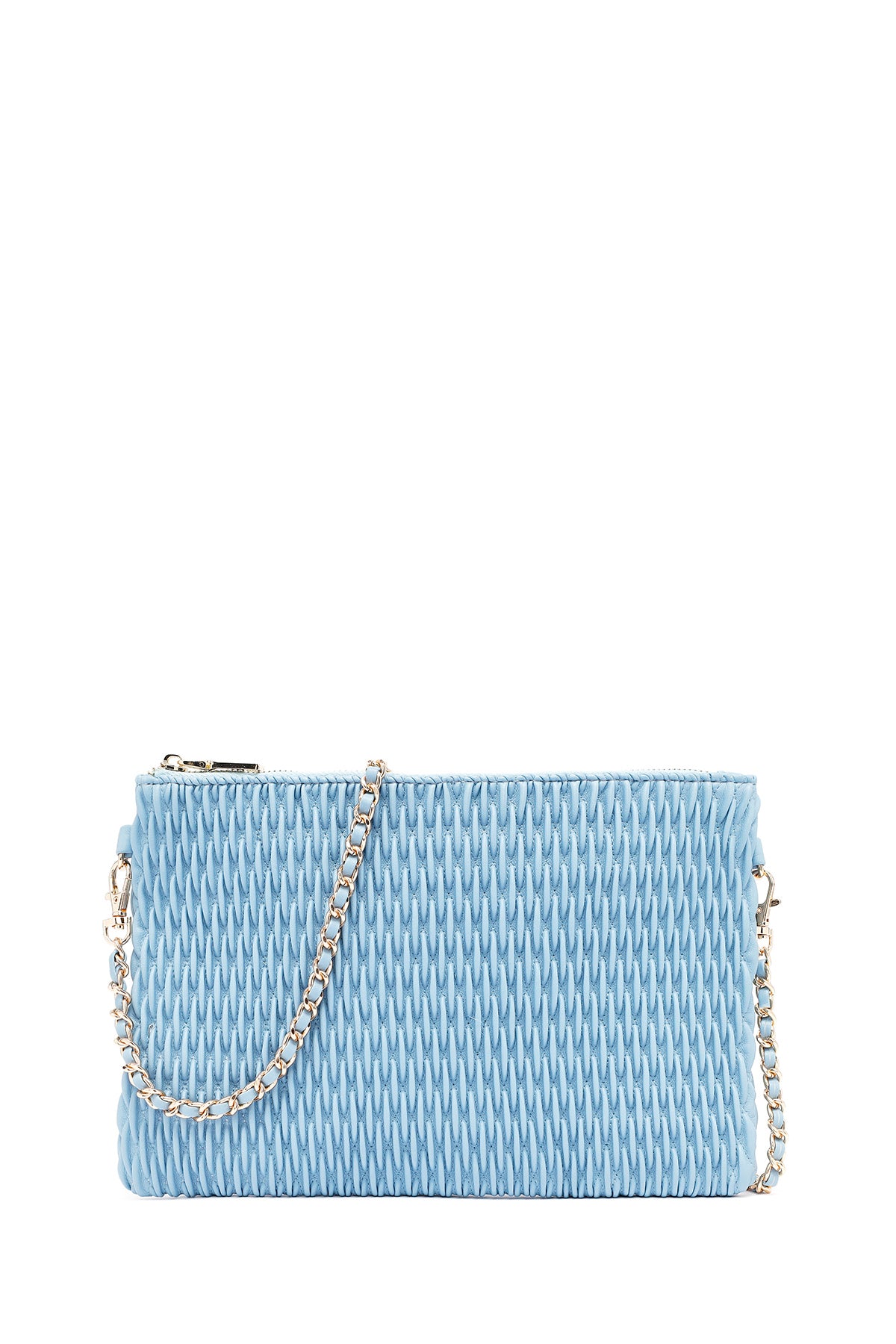 Woman Blue Long Chain Strap Printed Clutch Bag 25ABD243118 | Derimod