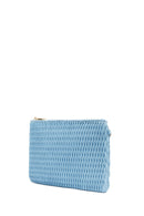 Woman Blue Long Chain Strap Printed Clutch Bag | Derimod