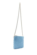Woman Blue Long Chain Strap Printed Clutch Bag | Derimod