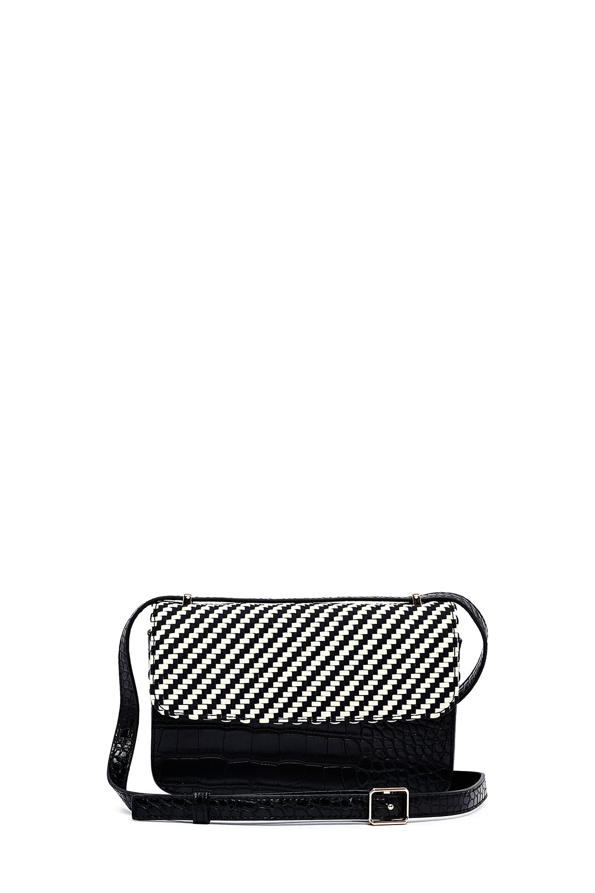 Woman Black Long Strap Printed Crossbody Bag 25ABD243214 | Derimod