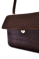 Kadın Kahverengi Uzun Askılı Baskılı Çapraz Çanta | Derimod