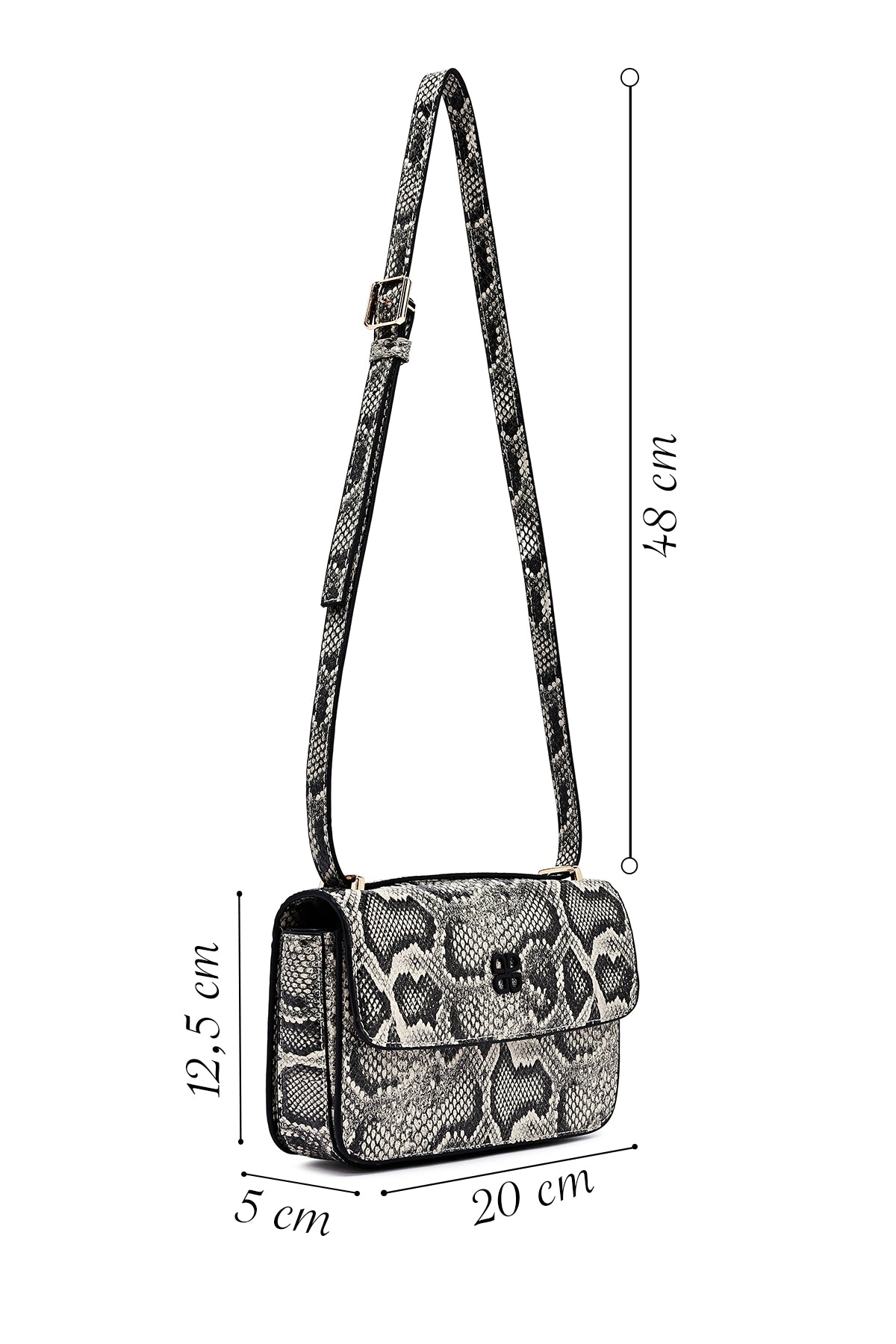 Kadın Gri Uzun Askılı Desenli Çapraz Çanta