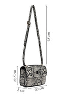 Kadın Gri Uzun Askılı Desenli Çapraz Çanta | Derimod