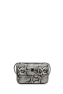 Kadın Gri Uzun Askılı Desenli Çapraz Çanta | Derimod