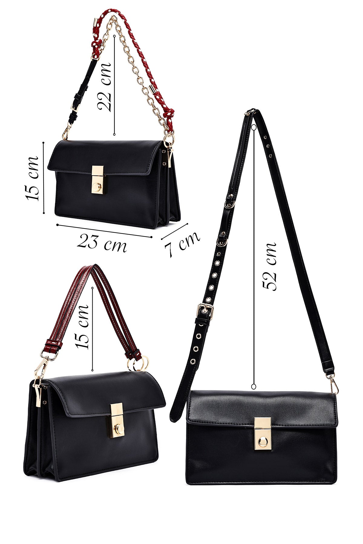 Kadın Siyah Uzun Askılı Çapraz Çanta