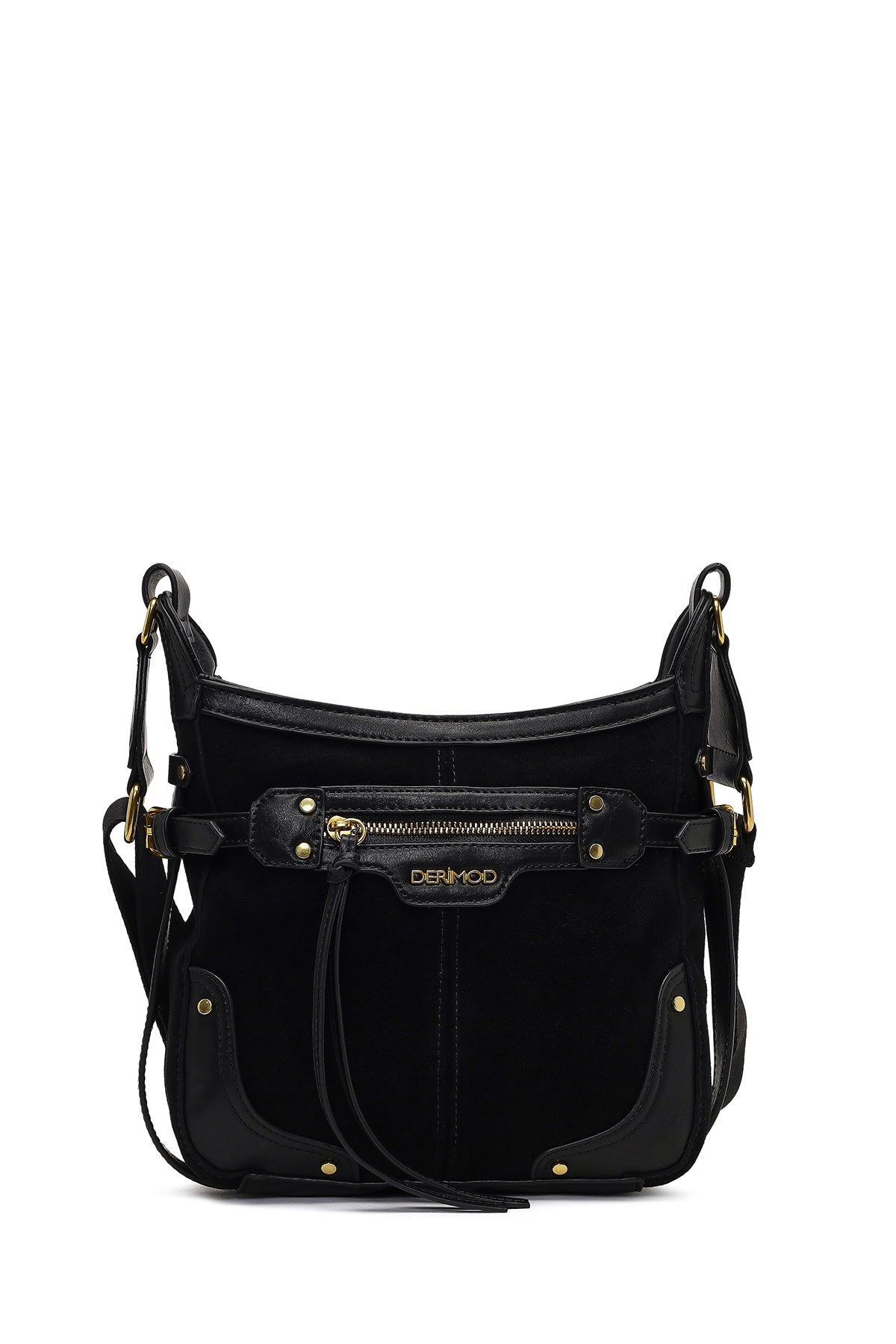 Kadın Siyah Uzun Askılı Süet Deri Çapraz Çanta