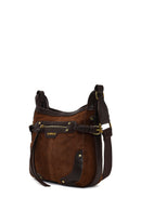 Women's Brown Long Strap Suede Leather Crossbody Bag | Derimod