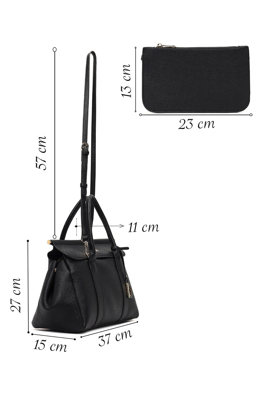 Women's Black Long Strap Classic Shoulder Bag