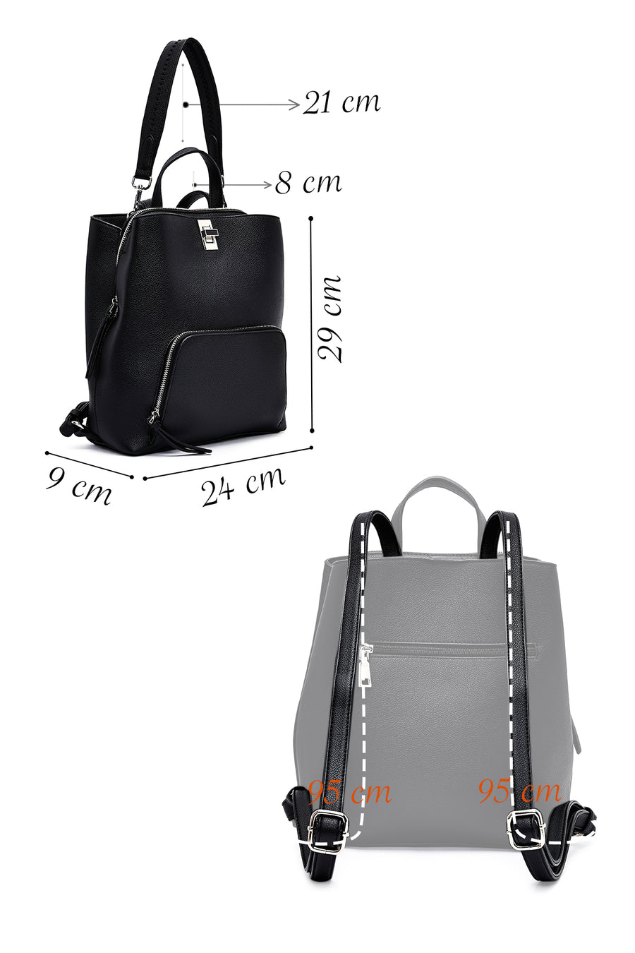 Woman Black Backpack