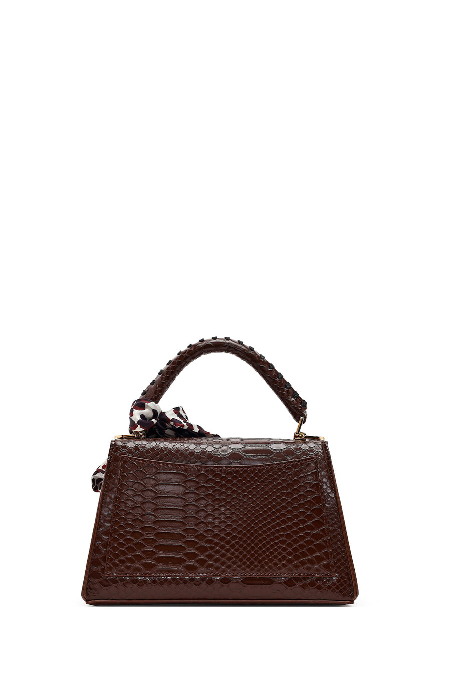Women's Brown Long Strap Classic Shoulder Bag with Crocodile Pattern